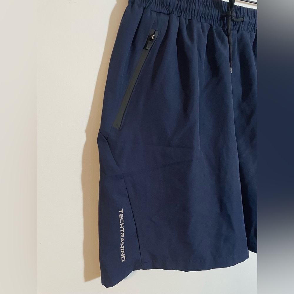 3 Pair Tech Training Athletic Shorts Zip Pockets Drawstring Waist Size Med NWOT - Picture 4 of 11